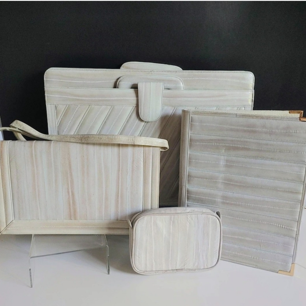 Vintage Genuine Eelskin 4 Piece Set | Briefcase Purse Portfolio Makeup Bag
